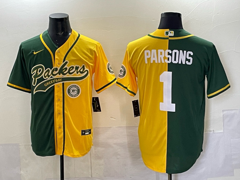 Men Green Bay Packers #1 Parsons yellow green Nike NFL 2025 jersey 04